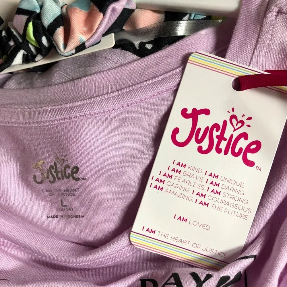 Justice Girls Collection X Long Sleeve 2-Fer‎ Swing w/ hair tie Shirt 12-14 NWT
